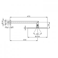 CISAL Shower Верхний душ d=250мм, держатель 350мм, цвет хром