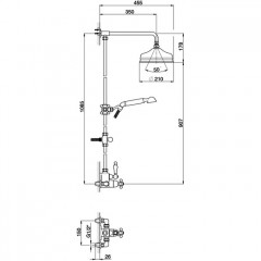 CISAL Arcana Ceramic Настенная душевая система:термостатический смеситель для душа,верхний душ,ручной душ с держателем и шлангом, цвет хром