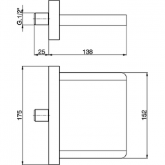 CISAL Излив для ванны настенный каскадный 138 мм max 59 l/min, цвет хром