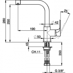 CISAL Смеситель однорычажный на 1 отверстие для кухни,с поворотным изливом 190 мм, цвет хром