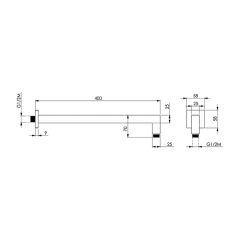 CISAL Shower Держатель верхнего душа настенный L400 мм, цвет хром
