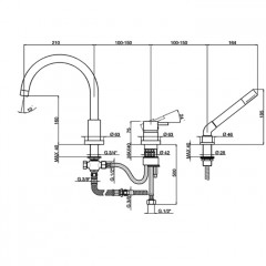CISAL Less New Смеситель на борт ванны на 3 отв. с ручной лейкой, цвет черный матовый
