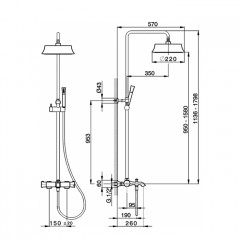 CISAL Cherie Настенная душевая система:термостатический смеситель для ванны/душа,верхний душ,ручной душ с держателем и шлангом, цвет золото