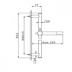 CISAL Slim Штанга для душа 952 см, с ручной лейкой и гибким шлангом 150см, цвет Nero Opaco