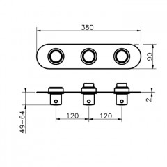 CISAL Slim Внешняя часть встраиваемого термостатического смесителя на 2 положения, цвет черный мат