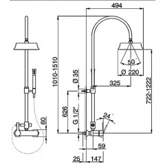 CISAL Cherie Настенная душевая система:смеситель для душа,верхний душ,ручной душ с держателем и шлангом, цвет хром