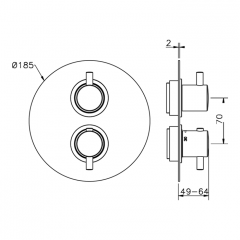 CISAL Less New Внешняя часть встраиваемого термостатического смесителя с переключателем на 2 положения, цвет черный матовый