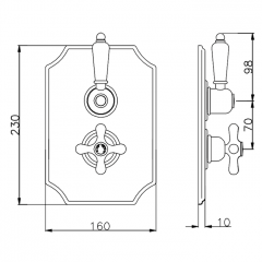 CISAL Arcana Toscana Внешняя часть термостатического смесителя с переключателем, цвет хром/белый