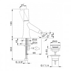 CISAL Vita Смеситель однорычажный для биде 1 отверстие с донным клапаном, цвет хром