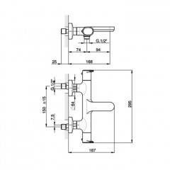 CISAL LineaViva Смеситель термостатический настенный для ванны/душа, цвет Nero Opaco