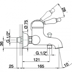 CISAL Arcana Empress Смеситель однорычажный настенный для ванны/душа, цвет бронза