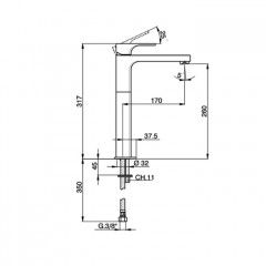 CISAL Cubic смеситель для раковины на 1 отв, излив 170 мм, цвет Nichel Spazzolato