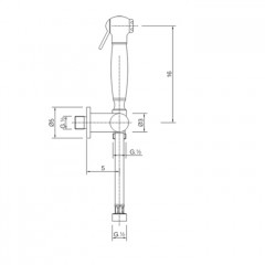 CISAL Shower Гигиенический душ со шлангом 120 см,вывод с держателем и запорный вентиль, цвет Oro