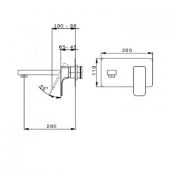 CISAL CUBIC Смеситель для раковины встраиваемый, однорычажный, излив 200 мм., внешняя часть, цвет хром