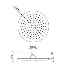 CISAL Shower Верхний душ D=200 мм без держателя, цвет Brushed Nickel