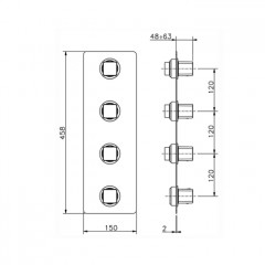 CISAL Cubic Внешняя часть встраиваемого термостатического смесителя с переключателем на 3 положения, цвет хром (без внутренней части ZA01V300)