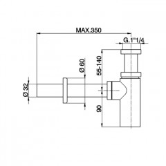 CISAL Сифон 1";1/4 для раковины, цвет Bianco Opaco (акция на товар из наличия)