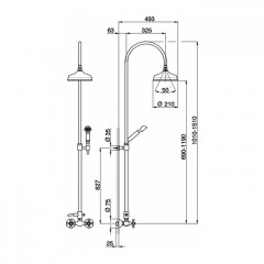 CISAL Arcana Душевой комплект: смеситель, стойка с верхним душем, лейка+шланг, цвет хром