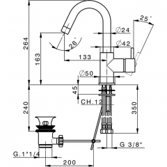 CISAL Less New Смеситель однорычажный для раковины 1 отверстие с донным клапаном, цвет белый матовый