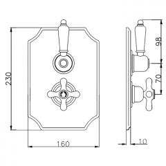 CISAL Arcana Toscana Внешняя часть термостатического смесителя с переключателем на 2 выхода, цвет хром/белый