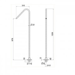 CISAL Xion Излив напольный 930 мм, нерж сталь