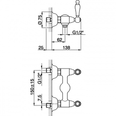 CISAL Arcana Toscana Смеситель для душа без душевого комплекта, цвет золото/белый