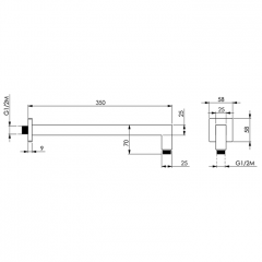 CISAL Shower Держатель верхнего душа настенный L350 мм, цвет хром