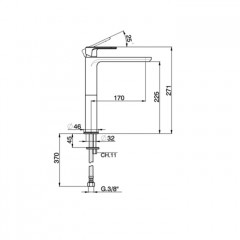 CISAL LineaViva Смеситель однорычажный для раковины на 1 отверстие,высокий h271 мм,без донного клапана, цвет Nichel Spazzolato