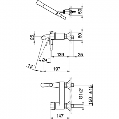 CISAL Cherie Смеситель для ванны однорычажный, с душевым комплектом, цвет розовое золото/черный