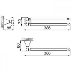 HUBER Croisette Полотенцедержатель двойной 386 мм, цвет бронза