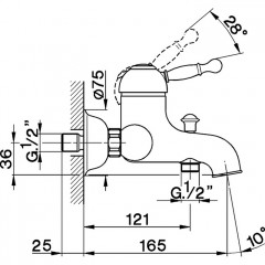 CISAL Arcana Royal Смеситель однорычажный настенный для ванны/душа, цвет хром (акция на товар из наличия)