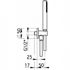 CISAL Shower Душевой гарнитур:ручная лейка,шланг 150 см,вывод с держателем, цвет хром
