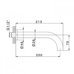 CISAL LESS NEW Излив 200 мм., настенный, цвет Nero Opaco