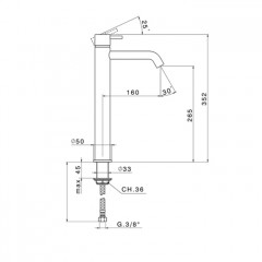 CISAL Less New Смеситель однорычажный высокий для раковины h352 мм, излив 160 мм, цвет Nero Opaco