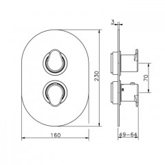 CISAL LineaViva Смеситель термостатический настенный для душа на 2 выхода (без встраиваемой части ZA018101) цвет черный матовый