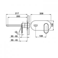 CISAL LineaViva Смеситель однорычажный для раковины из стены,излив 200 мм,внешняя часть, цвет Nero Opaco