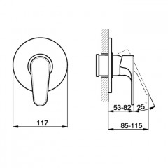 CISAL Alma Смеситель встроенный для душа, внешняя часть, цвет хром