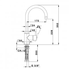 CISAL LESS NEW Смеситель для раковины на 1 отверстие, однорычажный, с поворотным изливом, цвет хром