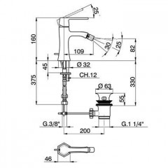 CISAL Cherie Смеситель однорычажный для биде на 1 отверстие с донным клапаном, цвет золото (акция на товар из наличия)