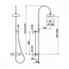 CISAL Cherie Настенная душевая система:термостатический смеситель для душа,верхний душ,ручной душ с держателем и шлангом, цвет хром