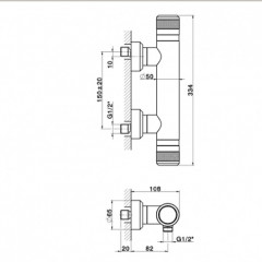 HUBER Chronos Смеситель термостатический настенный для ванны/душа, цвет хром (акция на товар из наличия)