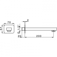 CISAL Cherie Настенный излив 200мм, цвет хром