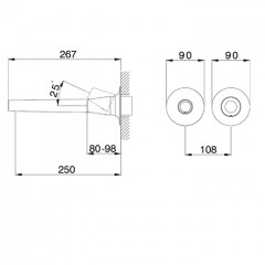 CISAL VITA Смеситель для раковины встраиваемый, однорычажный, излив 250 мм., внешняя часть, цвет черный матовый