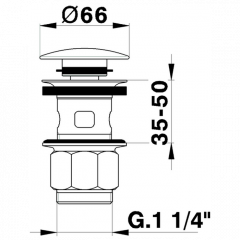 CISAL Донный клапан 1";1/4 для раковин, цвет хром