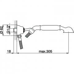 CISAL Arcana Toscana Душевой гарнитур:ручная лейка,шланг 120 см,вывод с держателем, цвет хром