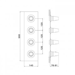 CISAL VITA Смеситель для душа встраиваемый, термостатический, с 3 запорными вентилями, внешняя часть, цвет черный матовый