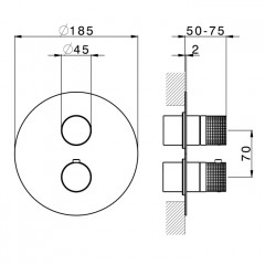 CISAL X32 Смеситель термостатический на 2 выхода, цвет Brushed Stainless Steel (без внутр части ZA018101)