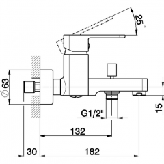 CISAL Roadster Смеситель однорычажный настенный для ванны/душа, цвет хром