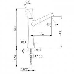 CISAL Vita Смеситель высокий однорычажный для раковины 1 отверстие , цвет черный матовый