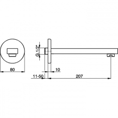 CISAL Roadster Излив настенный 207 мм для ванны, цвет хром